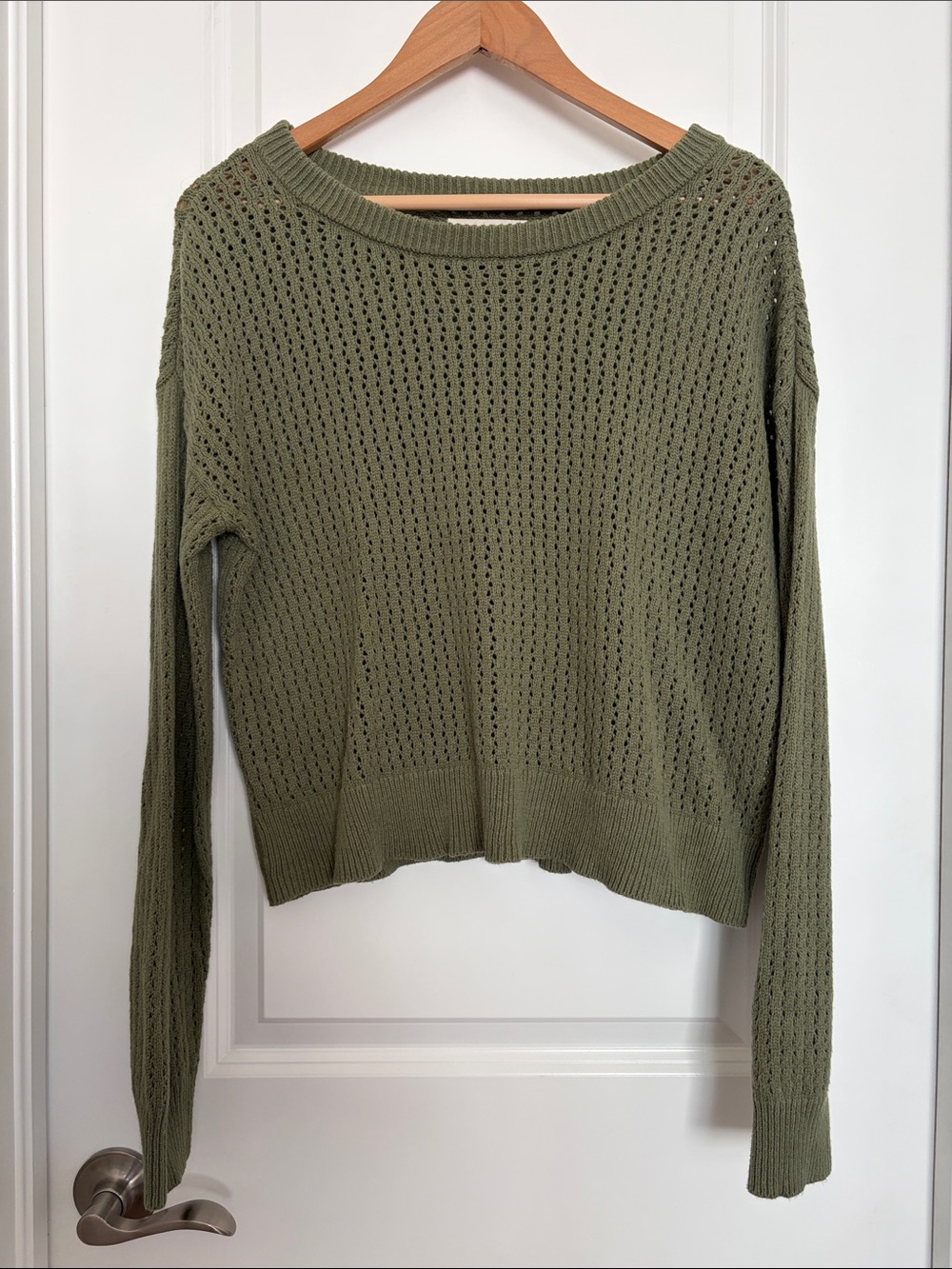 Lucky Brand Open Knit Sweater Sage Green Small